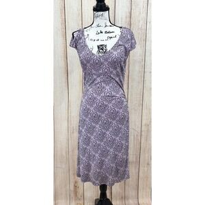 Diane Von Furstenberg Silk‎ Dress Size 12 Lilac Black Damask Print Sheath